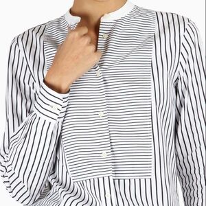Lauren Ralph Lauren Shirt Womens Black White Striped Tunic Long Sleeve Casual 1X